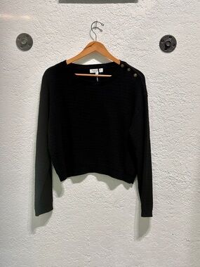 Velvet Heart Black Knit Button-Shoulder Sweater